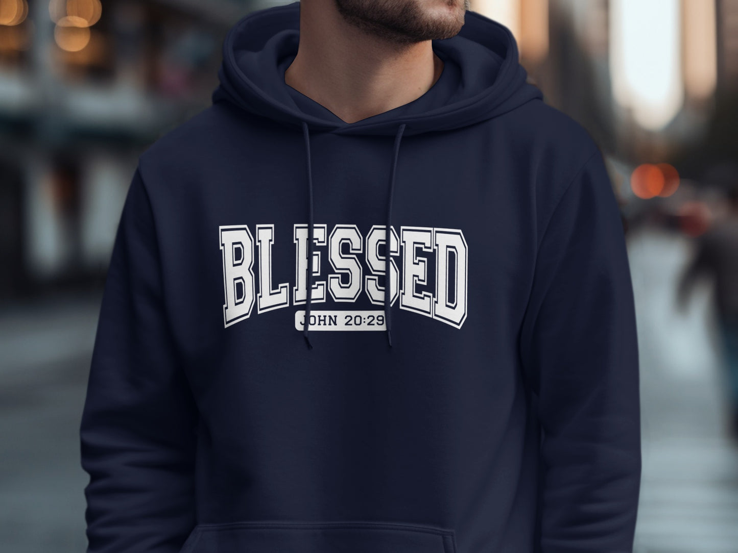 Blessed Hoodie with Inspiring Message JHN 20 29 Design