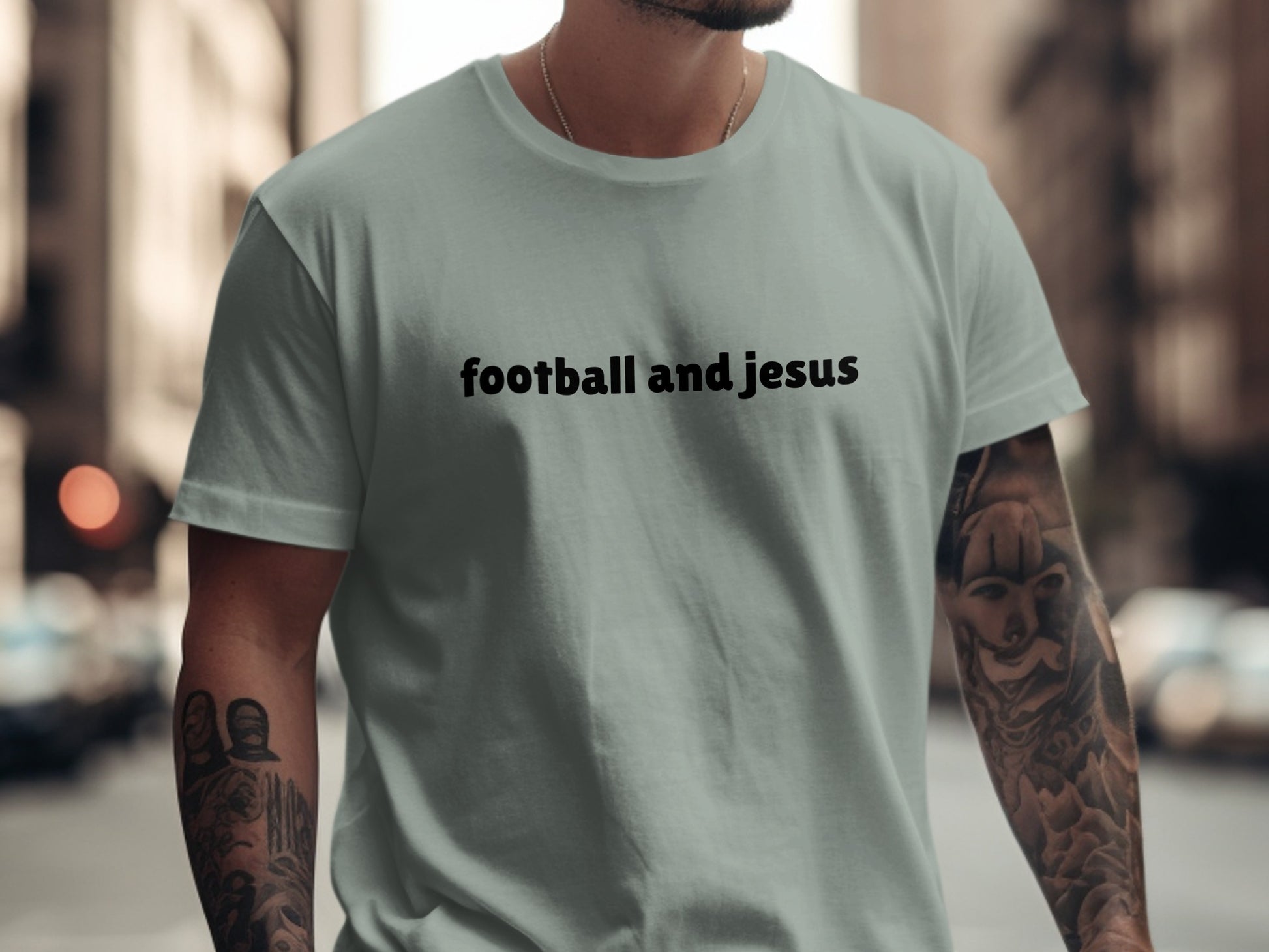 football and jesus statement t-shirt product