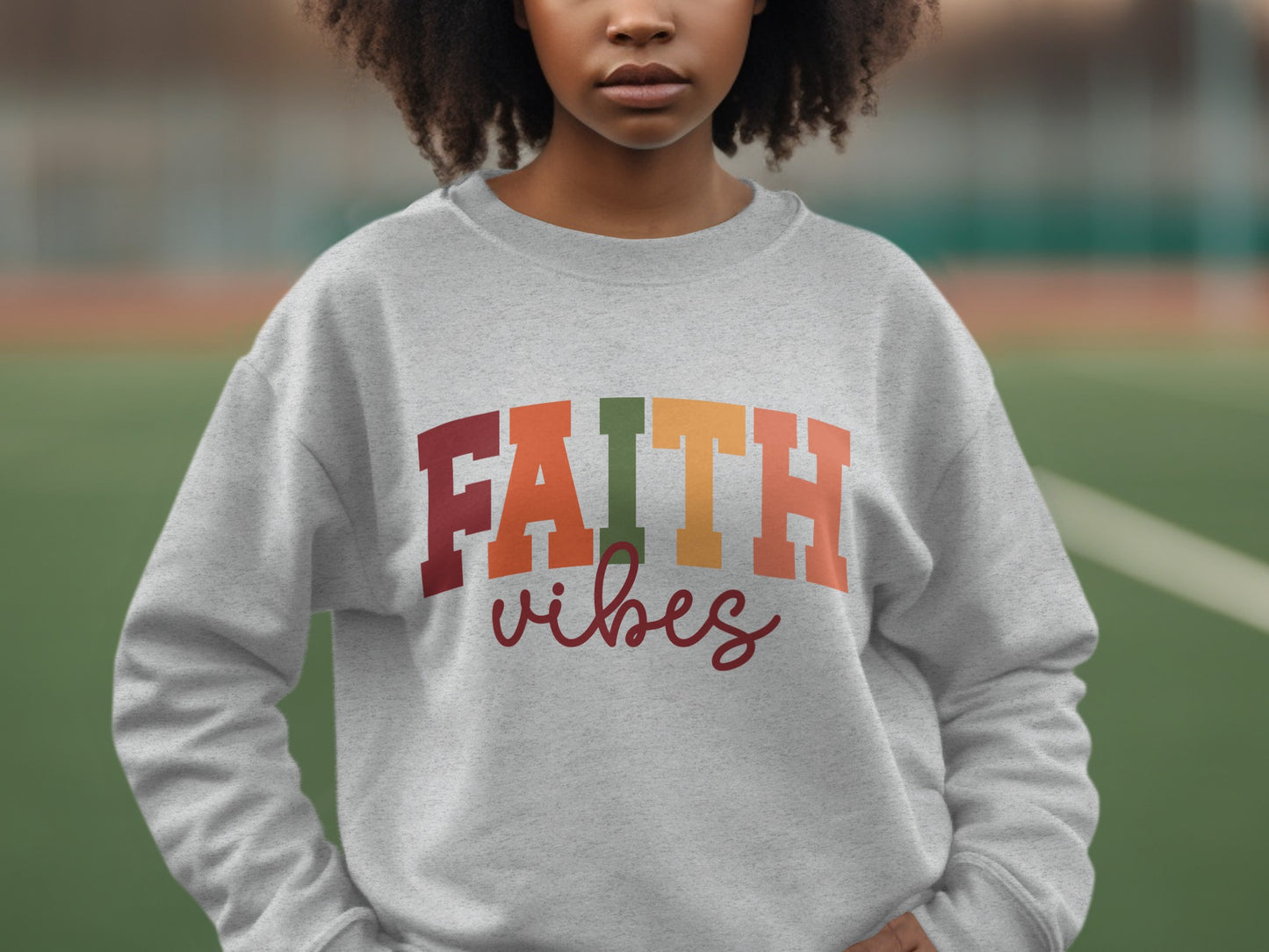 Faith Vibes Colorful Typography Design Sweatshirt