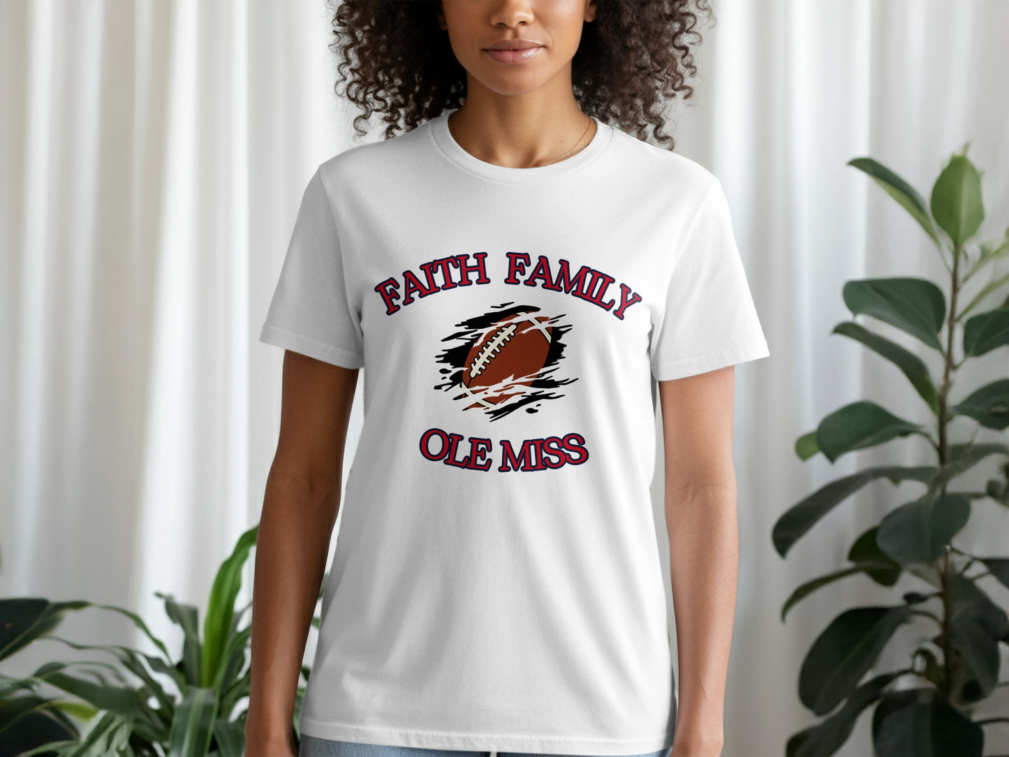 Faith Family Ole Miss Football Themed Shirt