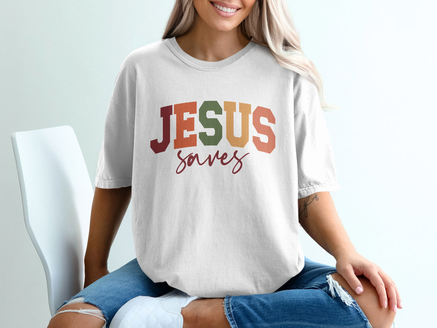 JESUS Saves Graphic Tee Shirt for Faithful Fashion