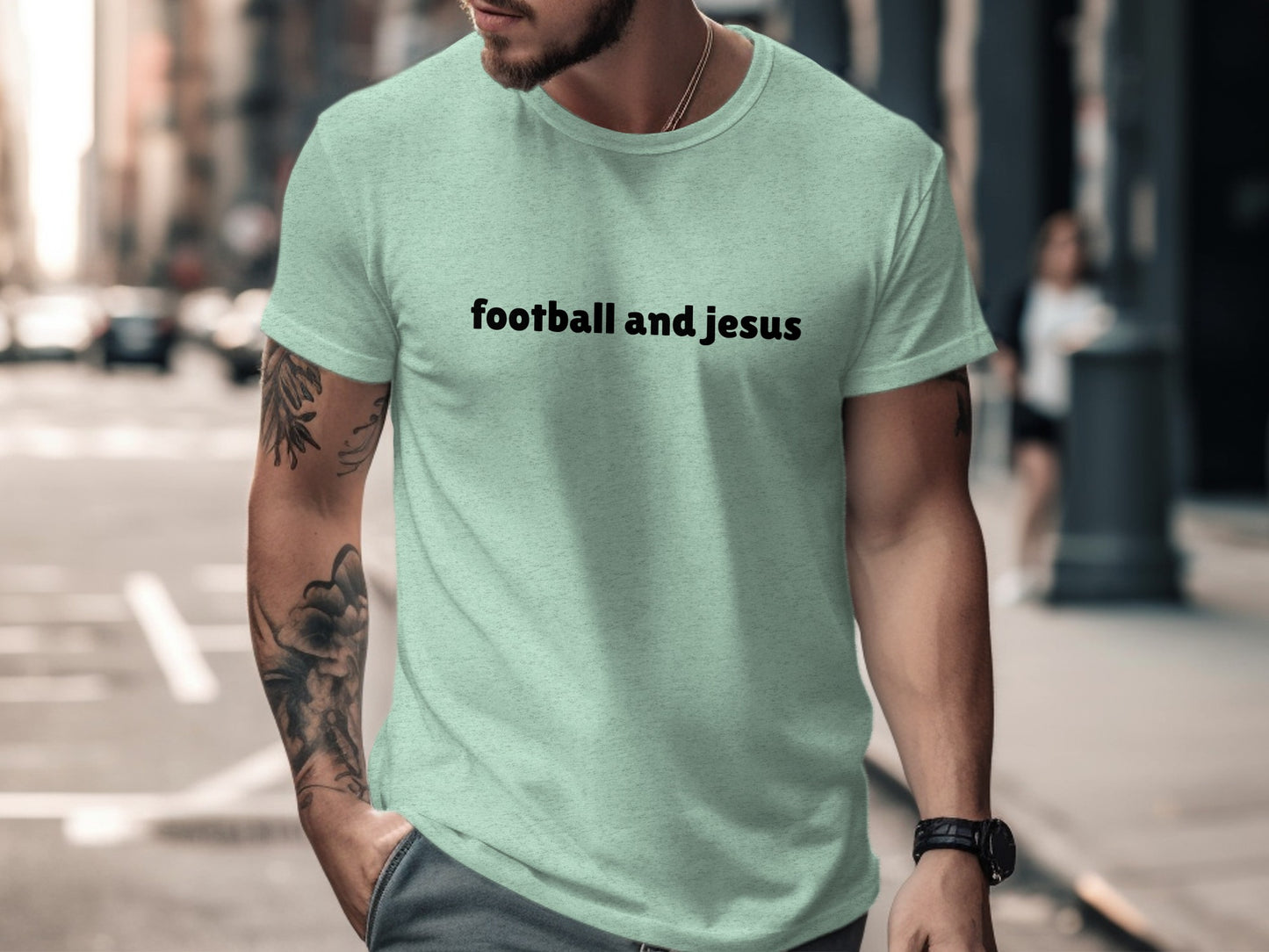Football and Jesus Graphic T-Shirt for Casual Wear product type