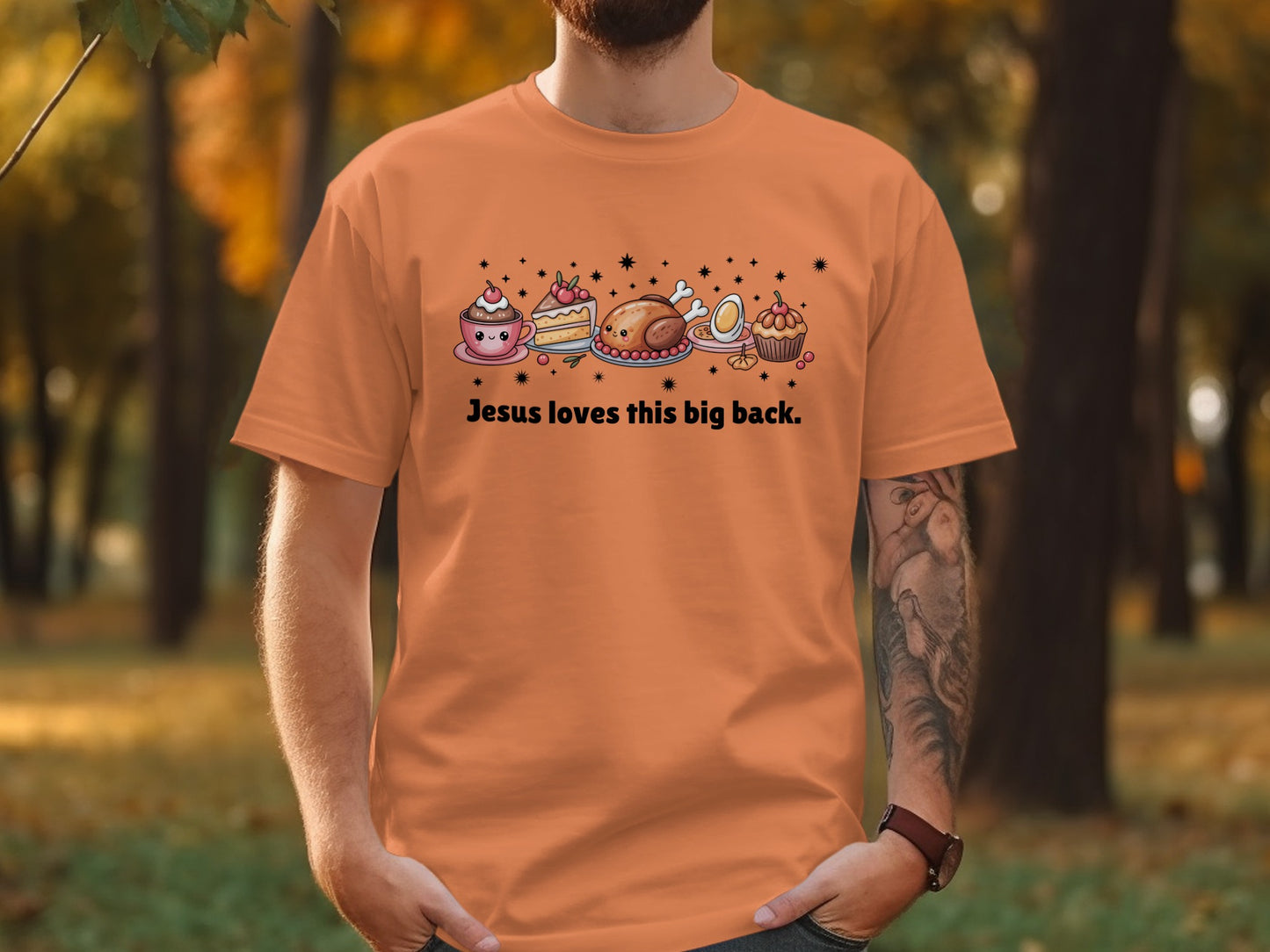 Jesus loves this big back food lover t-shirt
