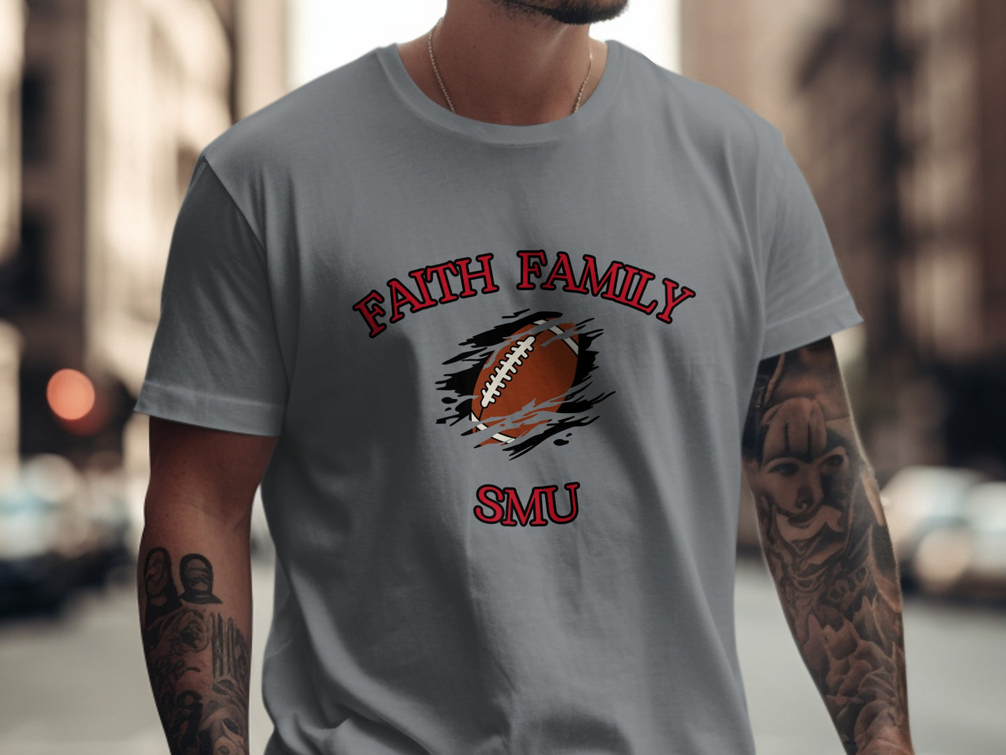 Faith Family SMU Football Graphic T-Shirt product