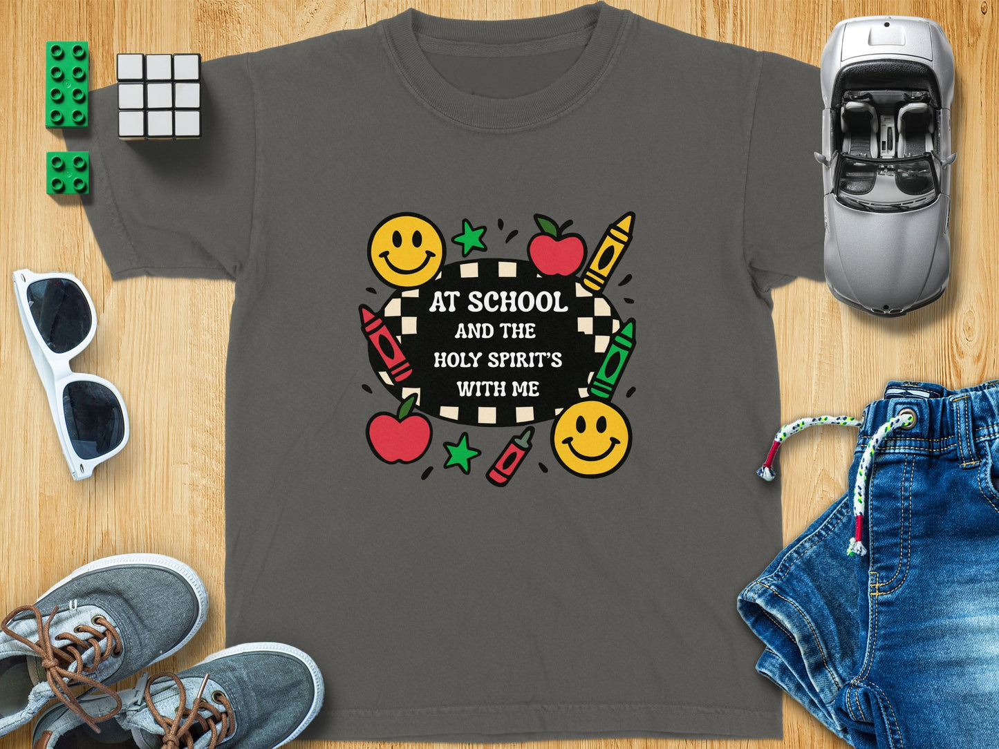 At School and The Holy Spirit's With Me T-shirt