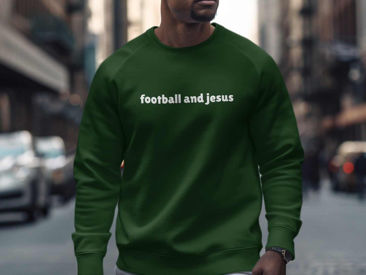 football and jesus green long sleeve sweatshirt product