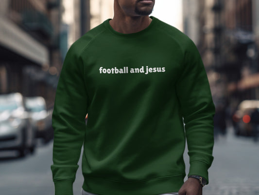 football and jesus green long sleeve sweatshirt product