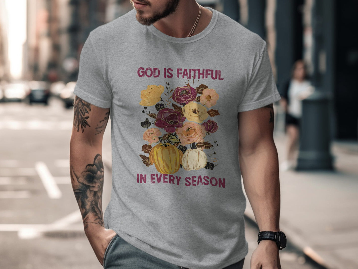 God is Faithful in Every Season Floral T-Shirt