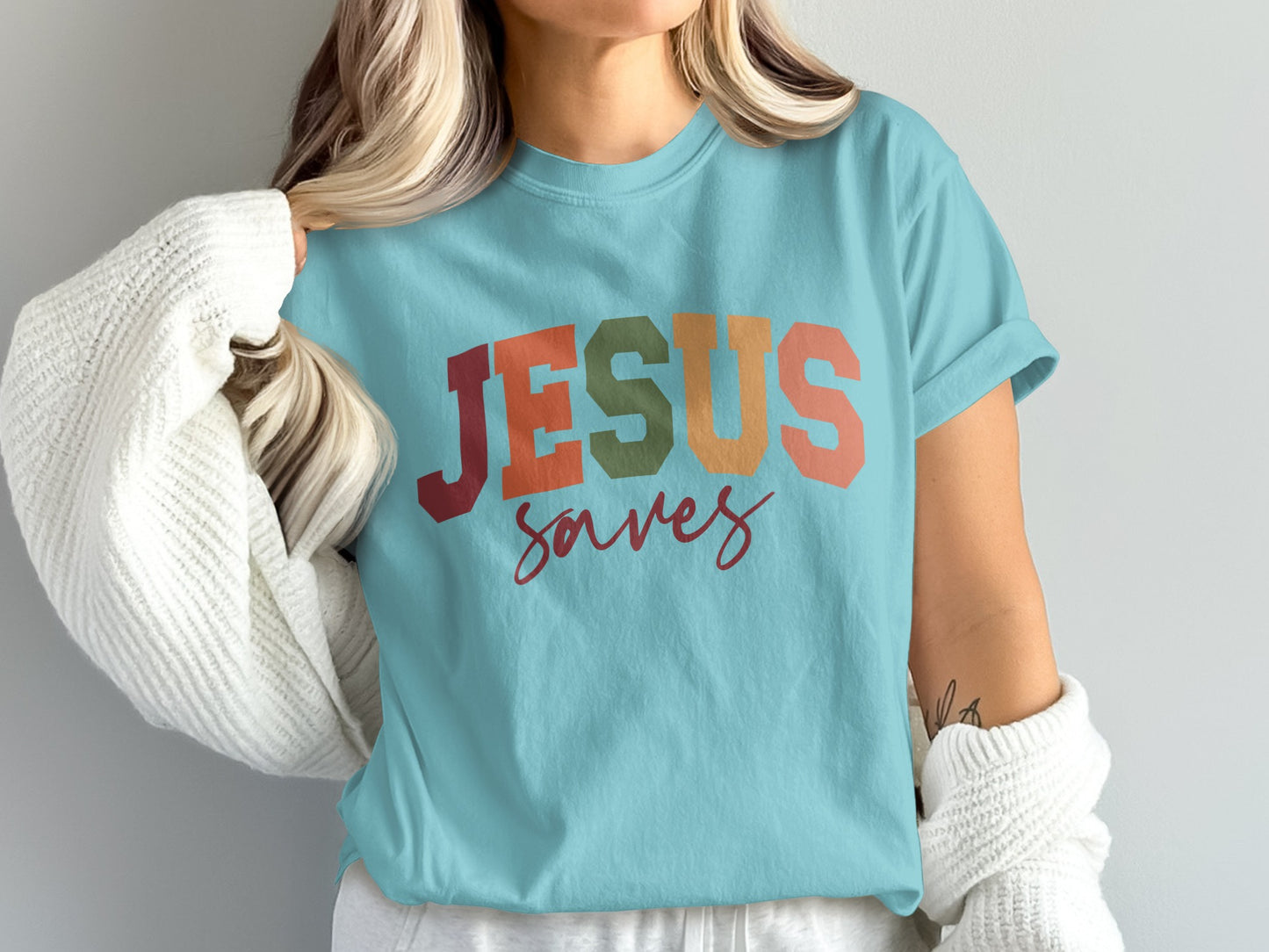 JESUS Saves Graphic Women's T-Shirt Inspirational