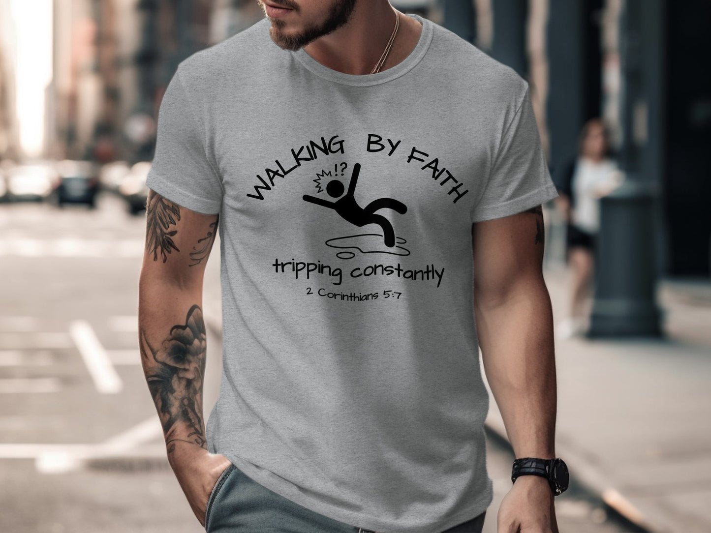 Walking by Faith Tripping Constantly T-shirt product