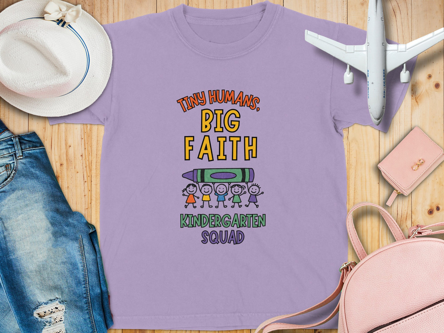 Tiny Humans Big Faith Kindergarten Squad shirt