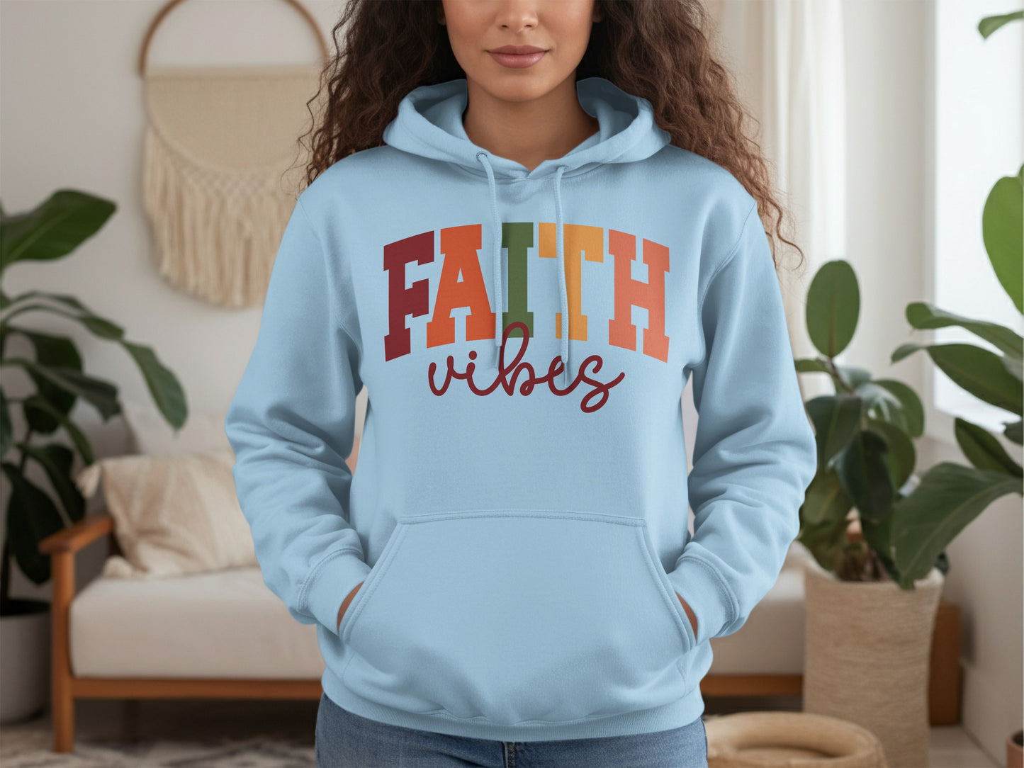 FAITH VIBES Colorful Graphic Hoodie Fashion