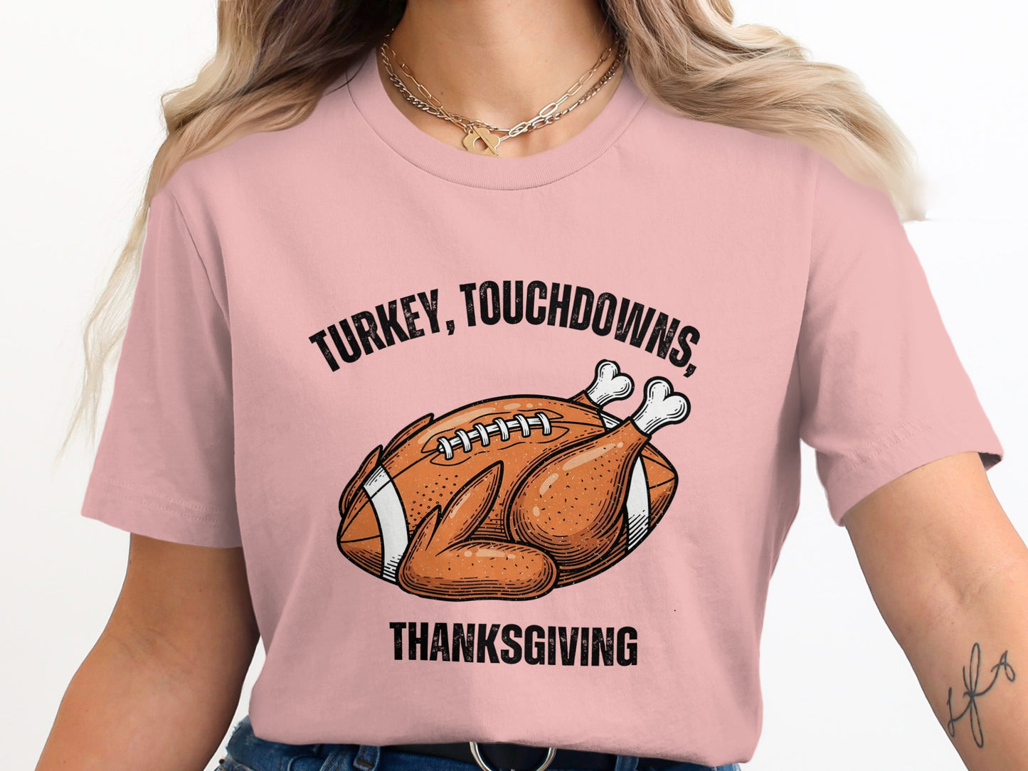 Turkey Touchdowns Thanksgiving Graphic Tee