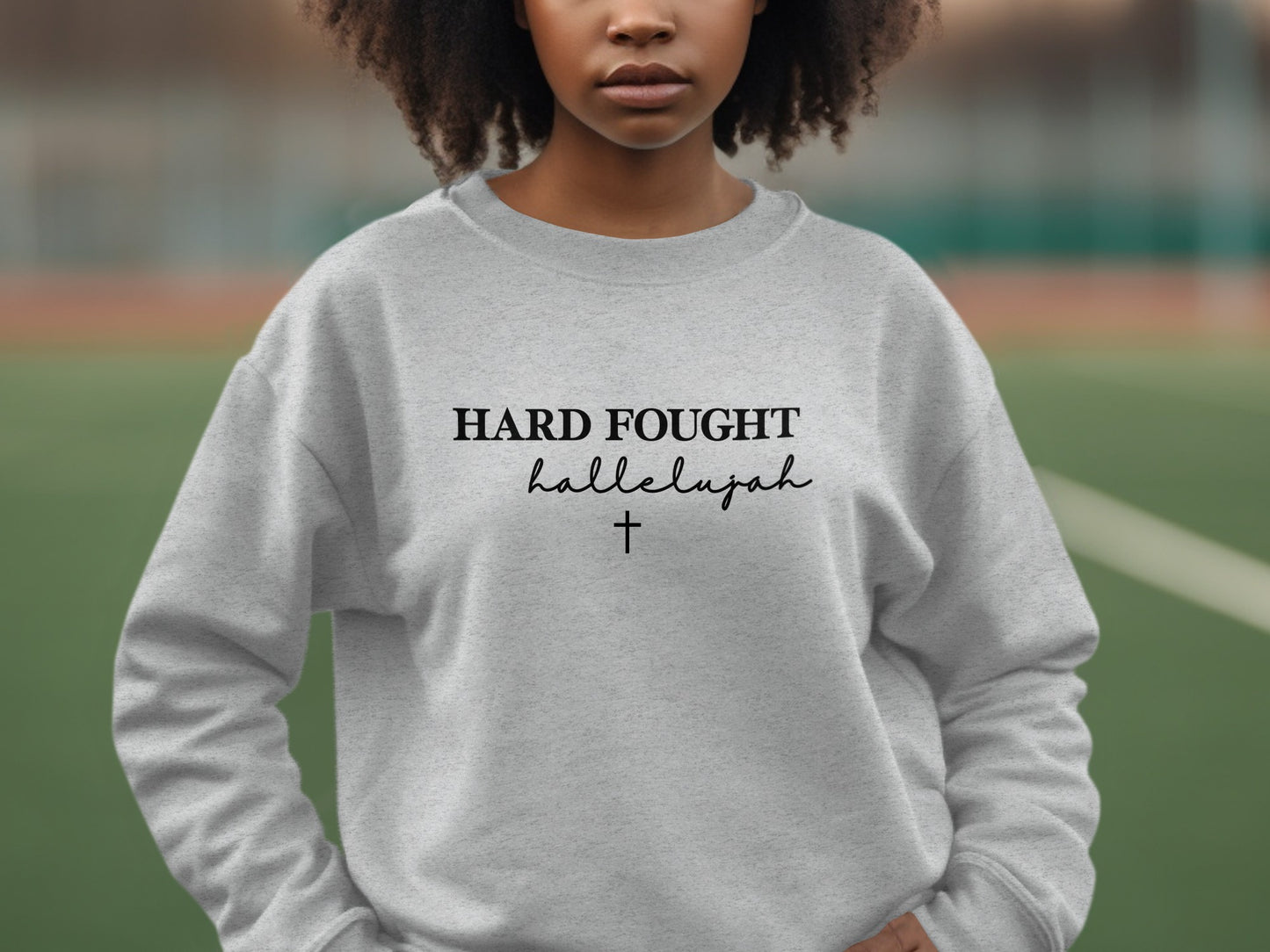 Hard Fought Hallelujah Cross Sweatshirt product type