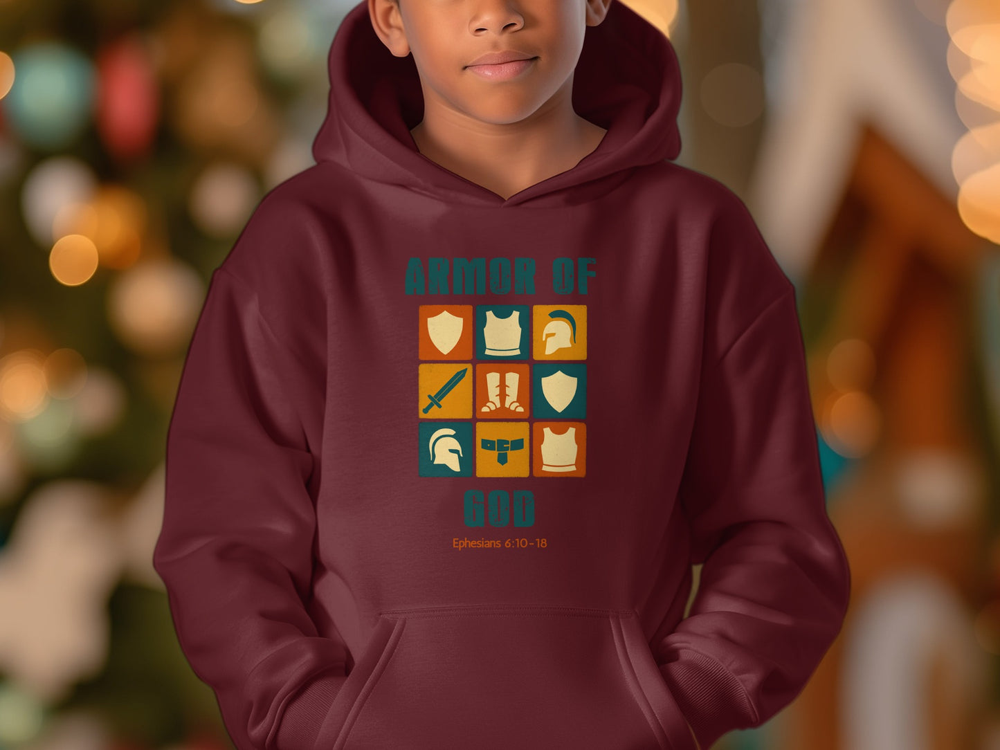 Armor of God Religious Hoodie with Christian Symbols