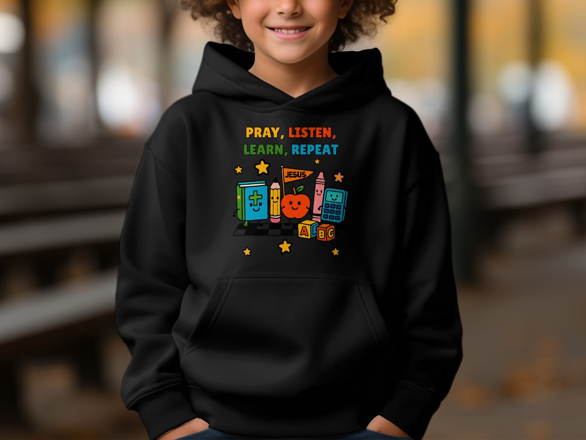 Pray Listen Learn Repeat Jesus ABC Hoodie