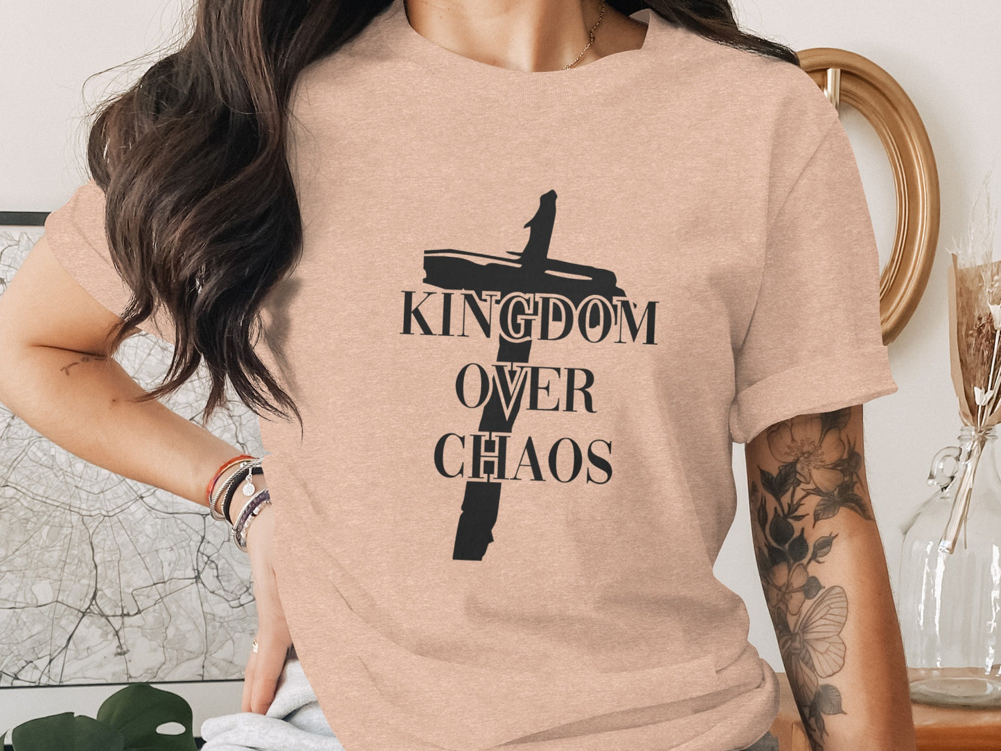 Kingdom Over Chaos Cross Graphic Tee Shirt