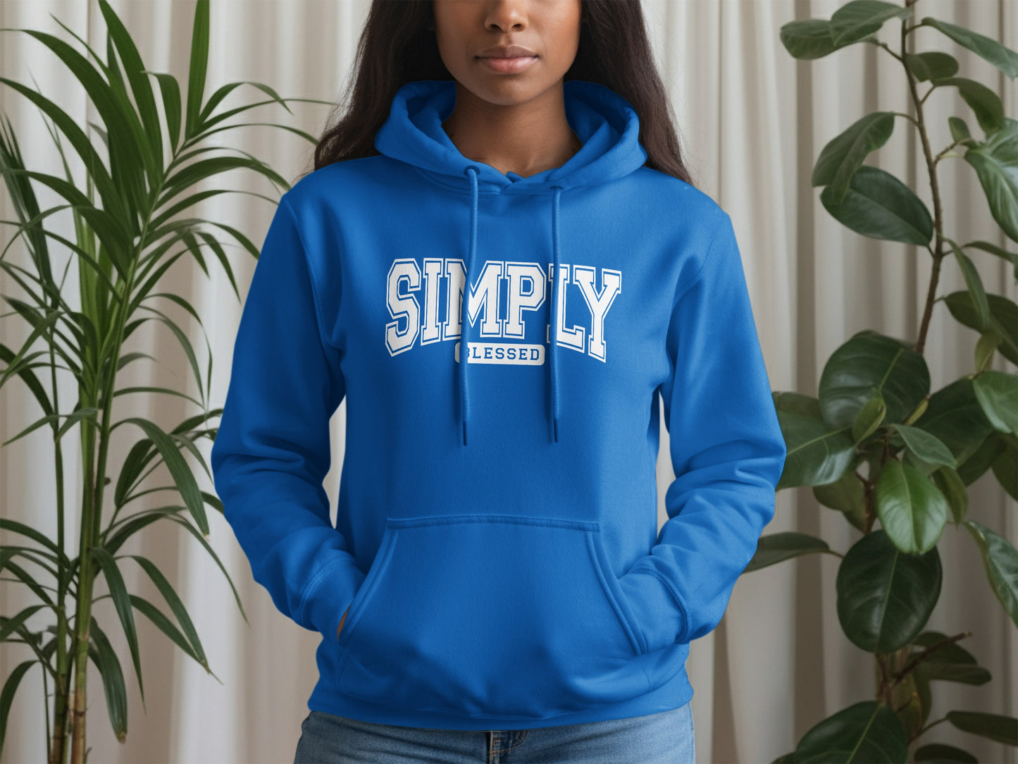Simply Blessed Blue Hoodie Unisex Casual Wear