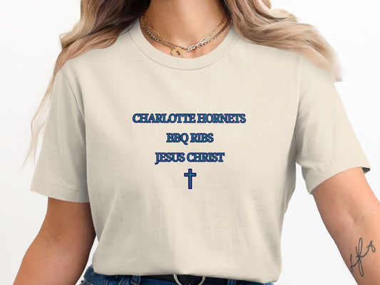 CHARLOTTE HORNETS BBQ RIBS JESUS CHRIST graphic tee