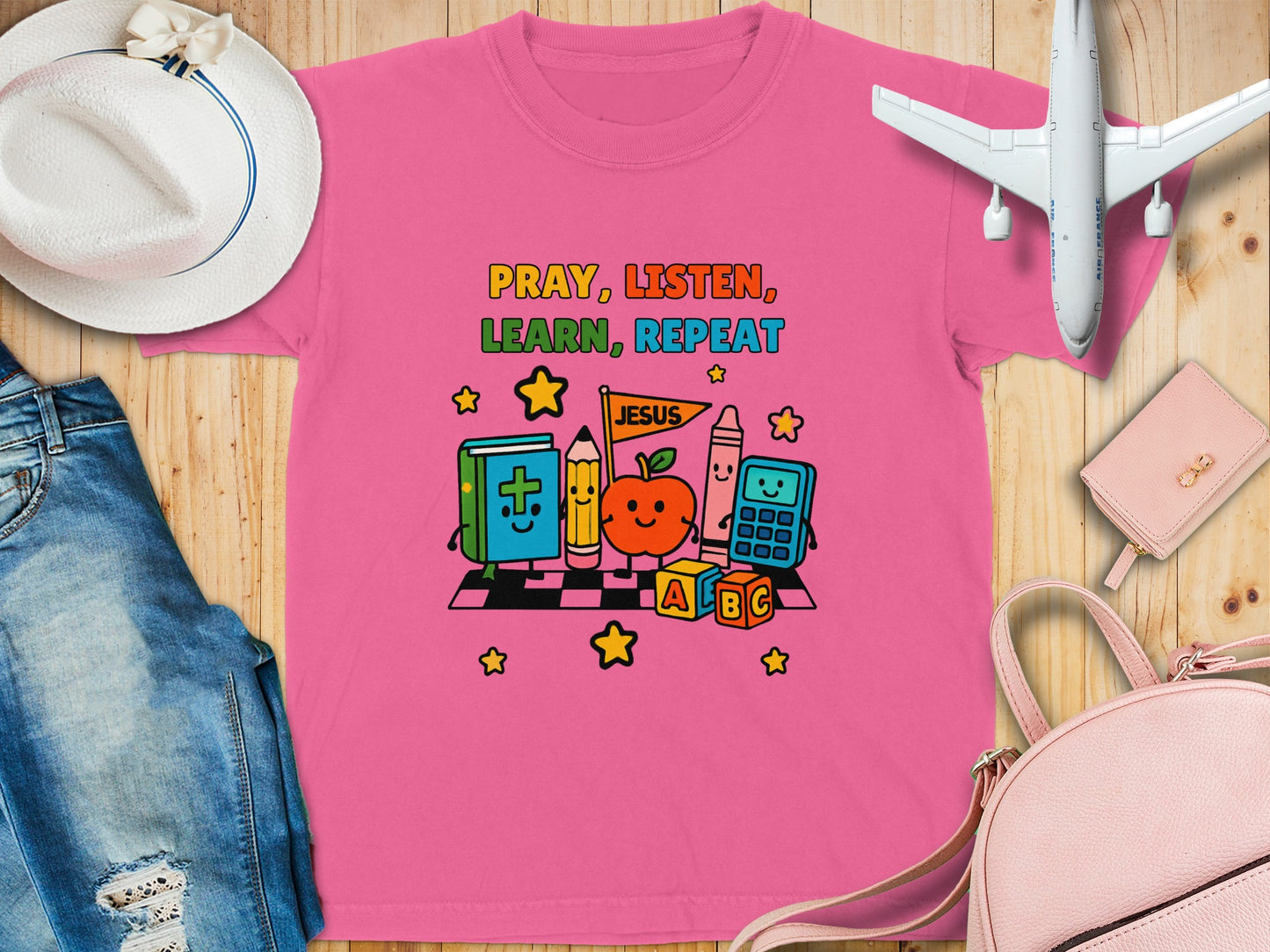 Pray Listen Learn Repeat Colorful Shirt