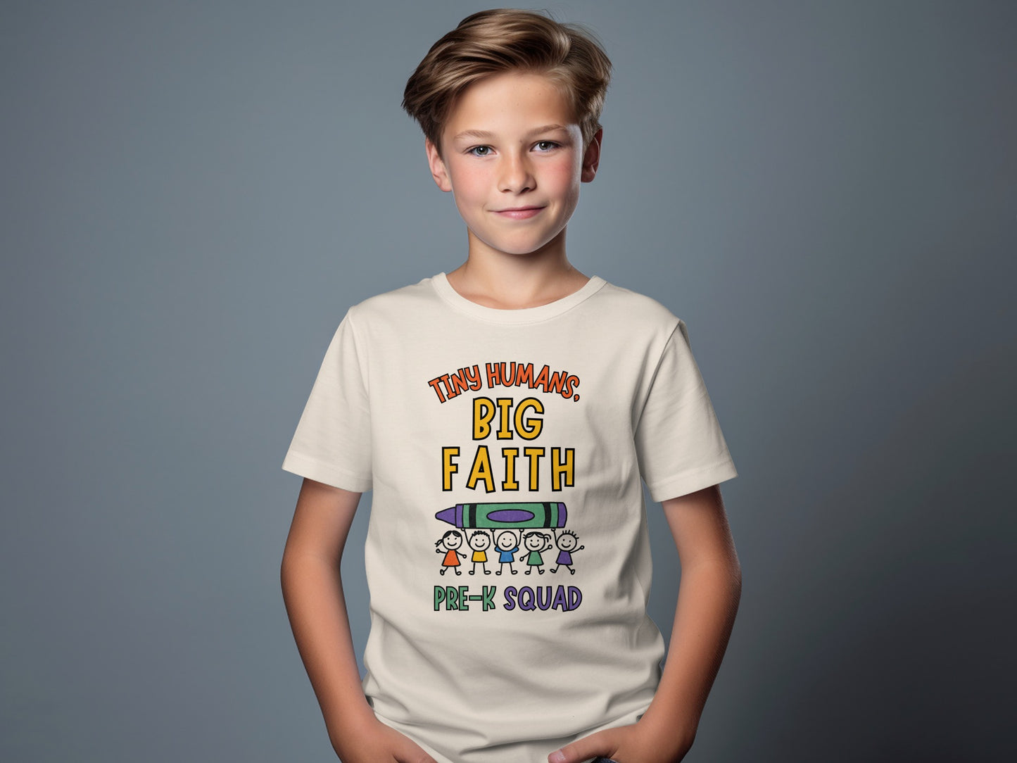 Tiny Humans Big Faith Pre-K Squad t-shirt