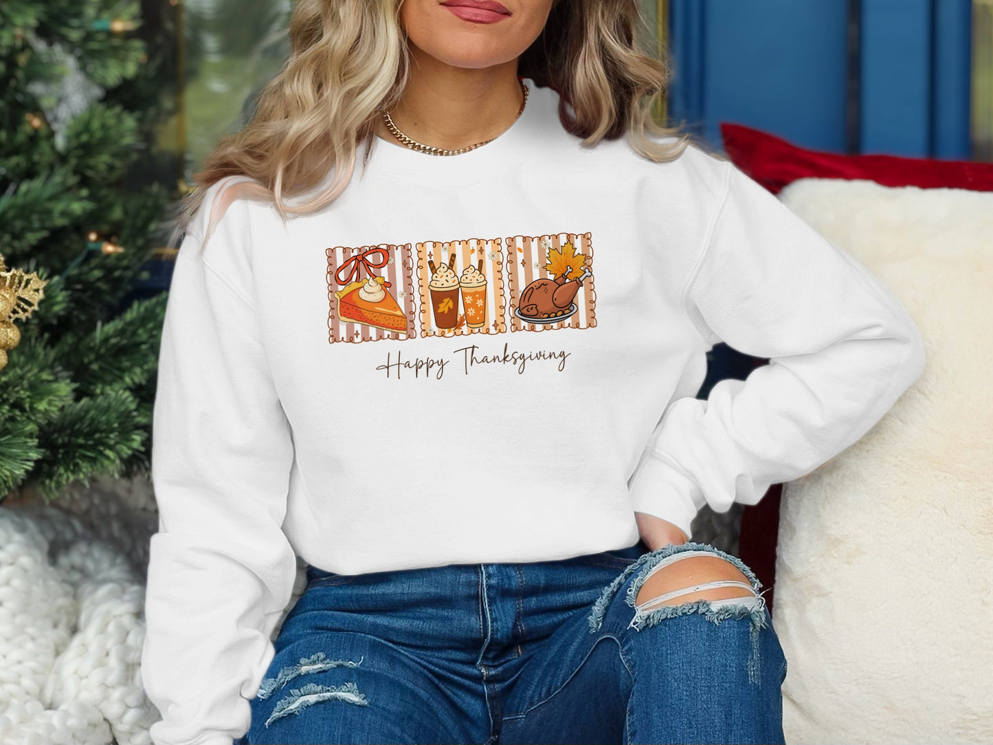 Happy Thanksgiving Festive Graphic Sweatshirt