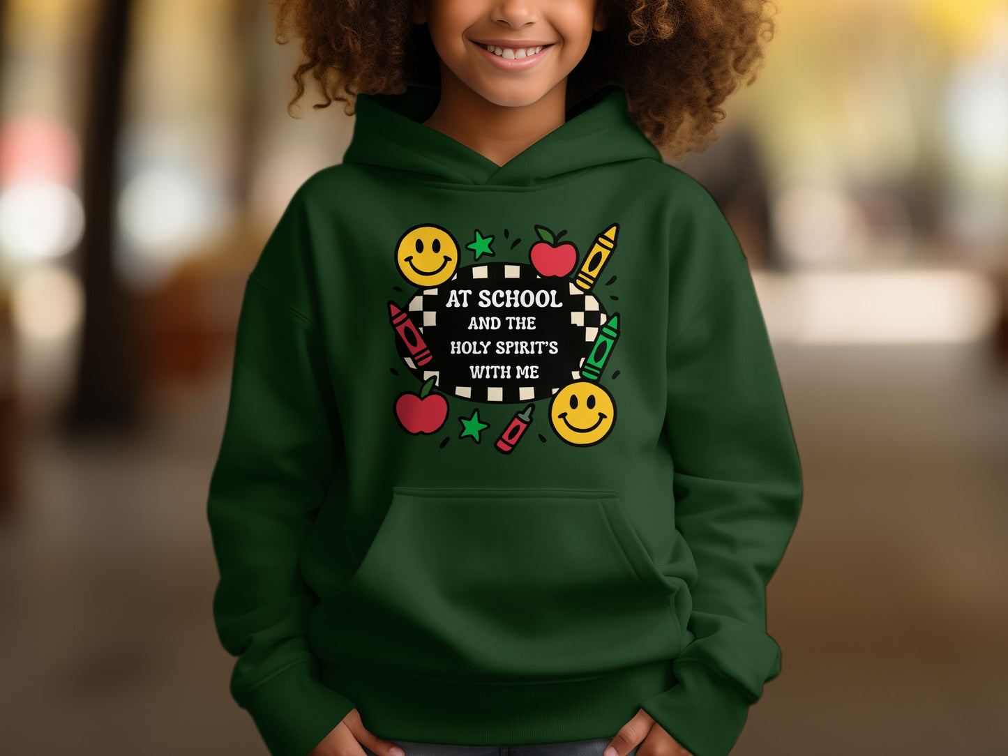 At School and the Holy Spirit with Me Hoodie