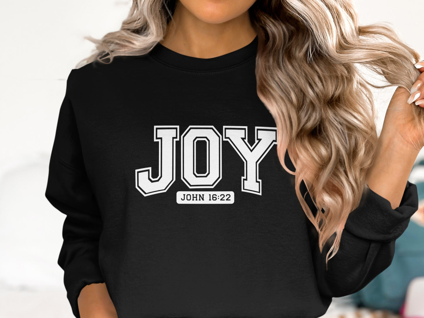 JOY John 16:22 Black Sweatshirt Stylish Apparel
