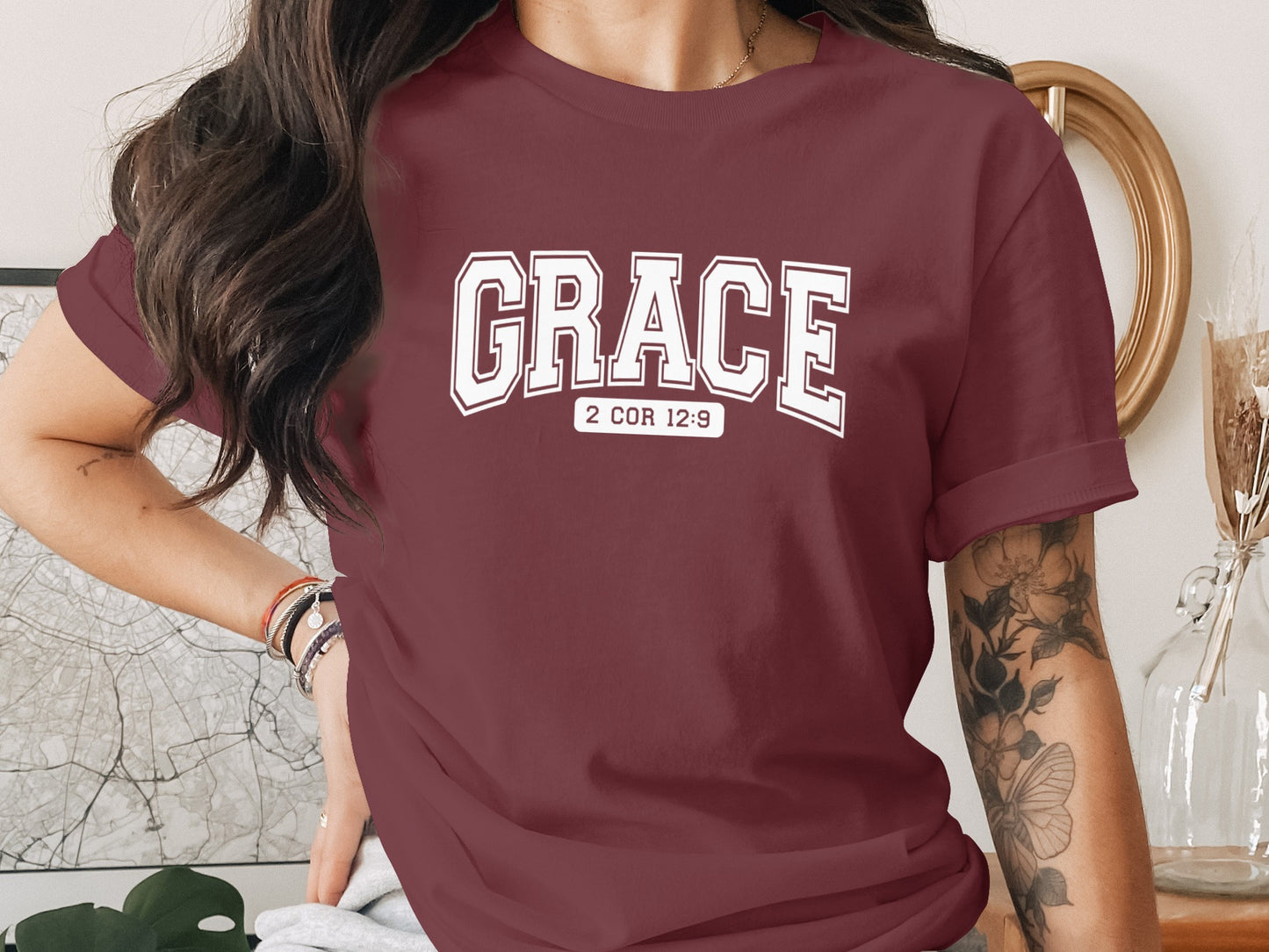 GRACE 2 COR 12 9 Women's Quote Inspirational Shirt