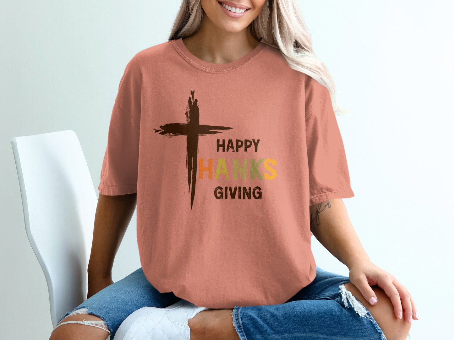 Happy Thanksgiving Cross Design T-shirt product