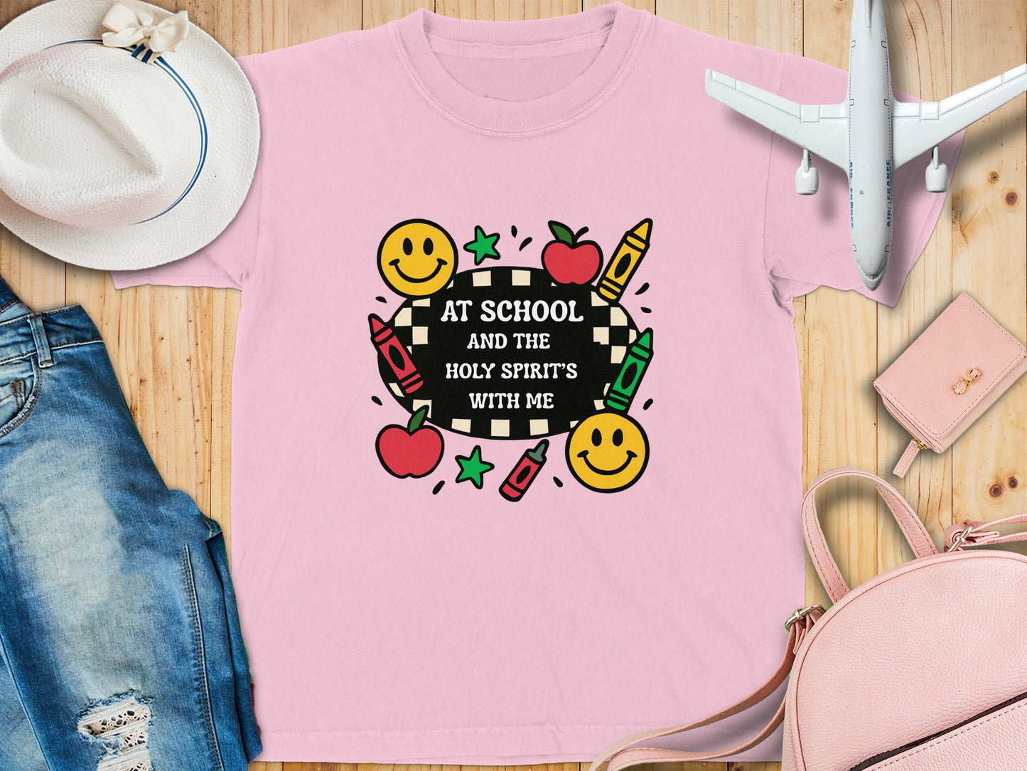 At School And Holy Spirit's With Me Graphic Tee