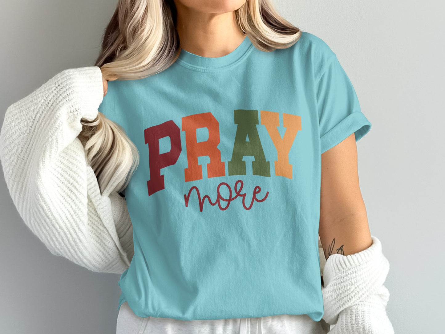 Pray More Graphic Tee Shirt for Casual Wear