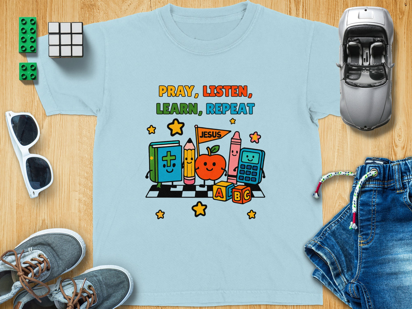 Pray Listen Learn Repeat ABC Learning Kids Shirt