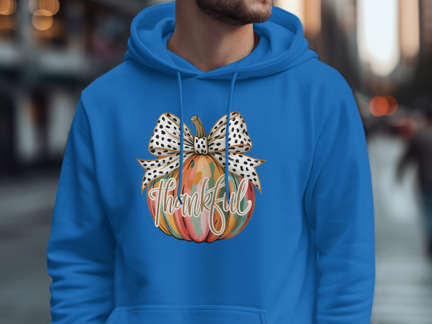 Thankful Pumpkin with Bow Design Hoodie Product