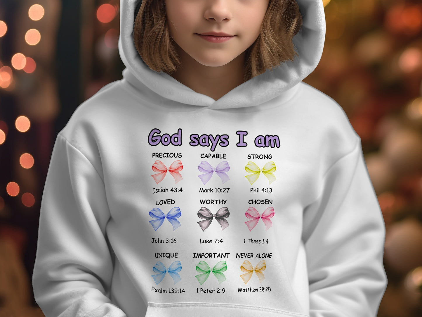 God Says I Am Inspirational Hoodie for Kids