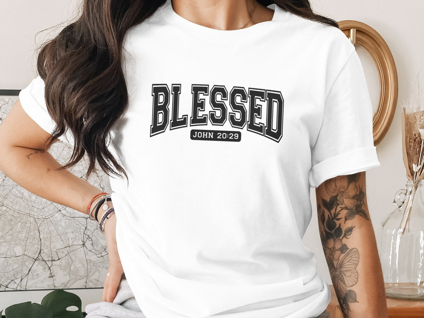 Blessed John 20:29 Graphic Tee Casual Printed T-Shirt