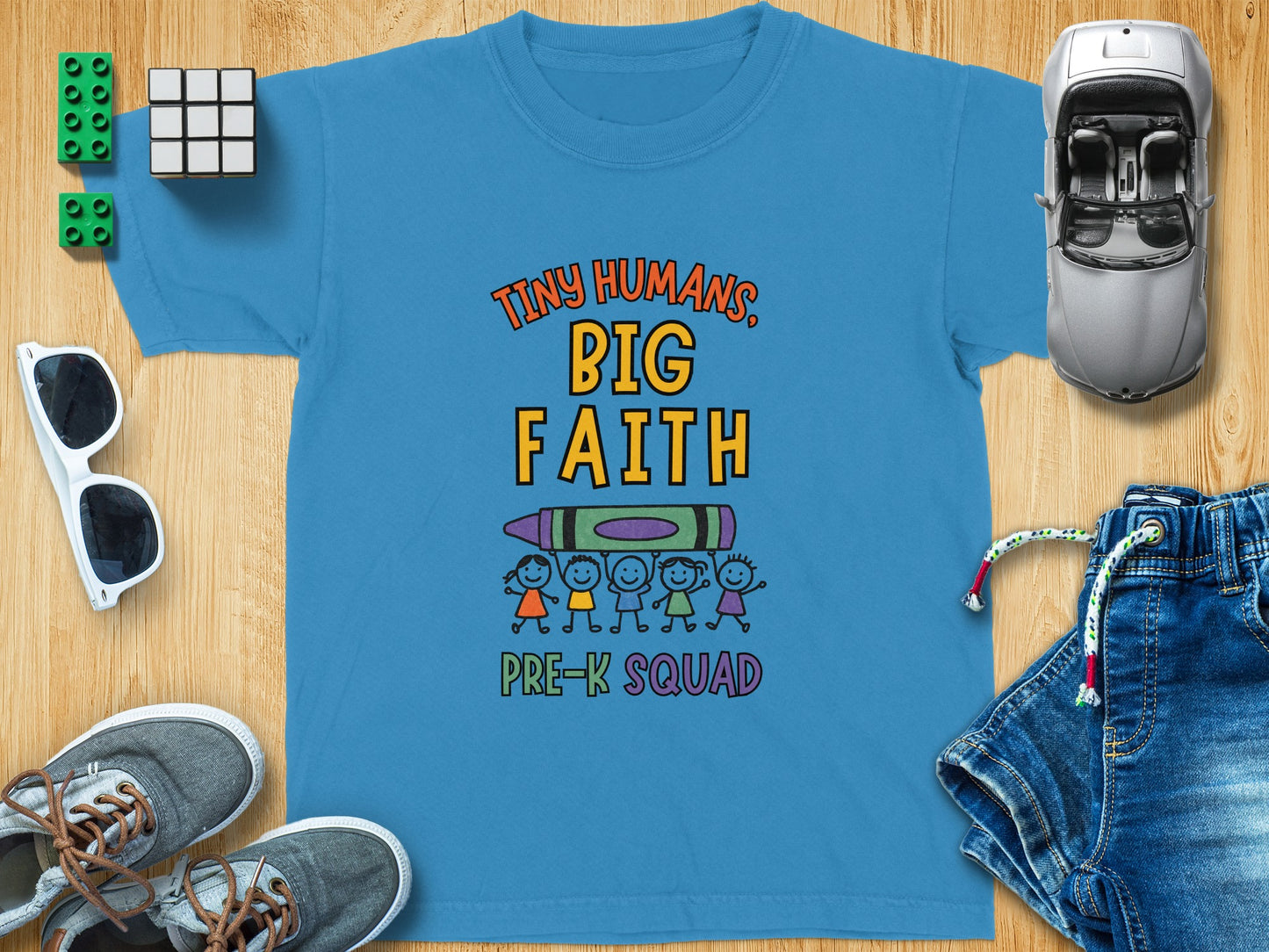 Tiny Humans Big Faith Pre K Squad T shirt