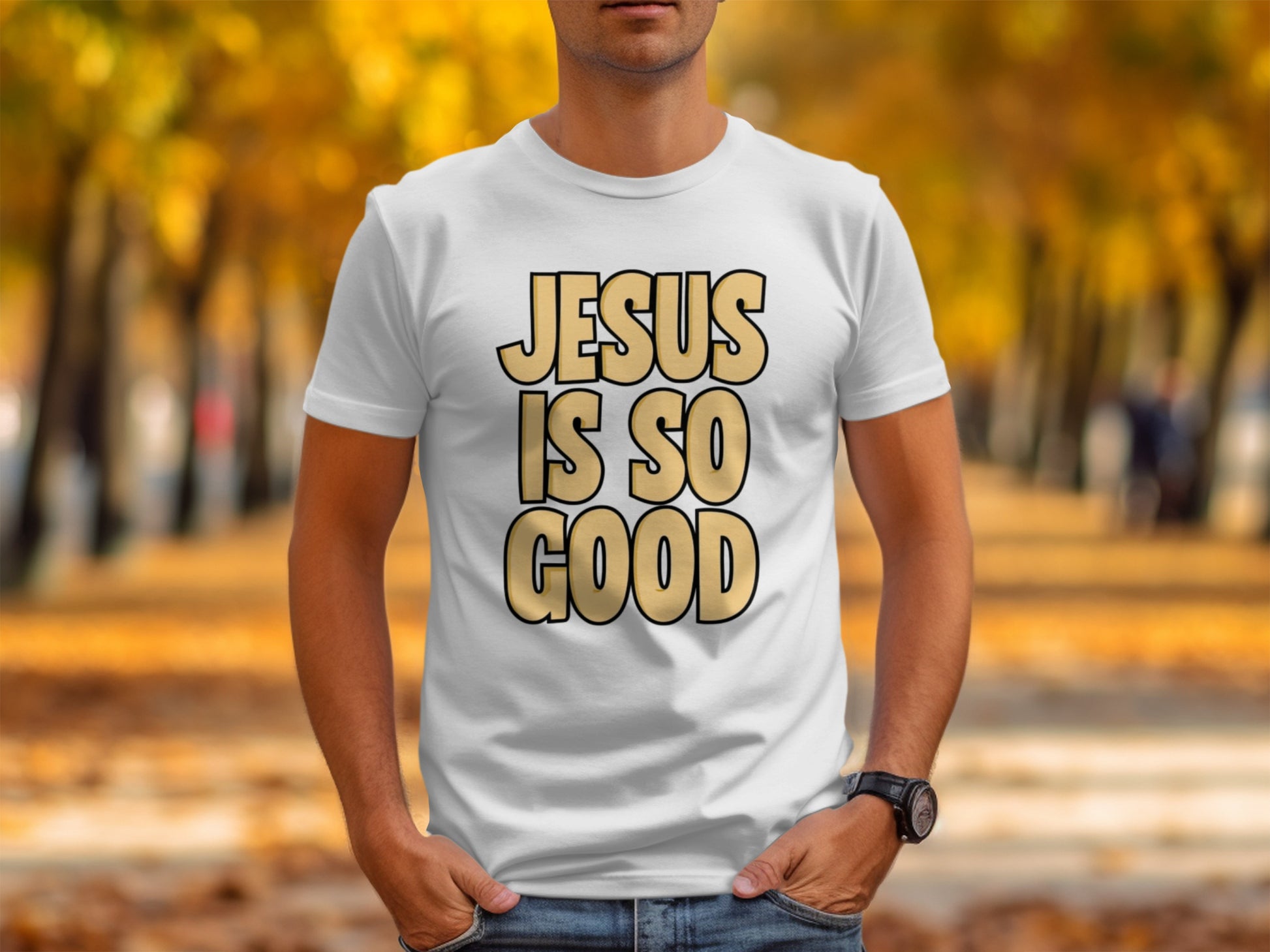 Comfortable Tee with Bold Jesus Is So Good Design