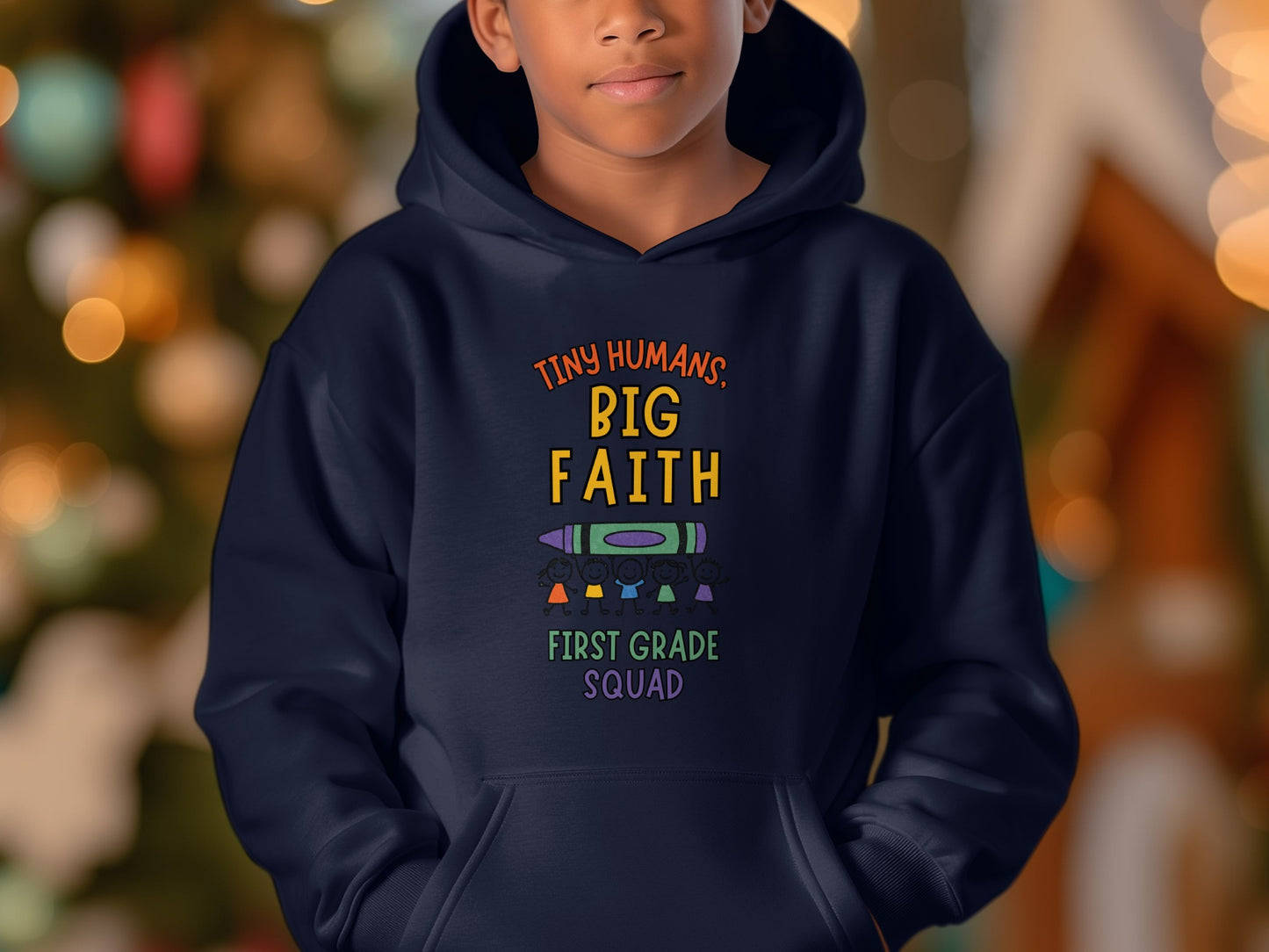 Tiny Humans Big Faith First Grade Squad Hoodie