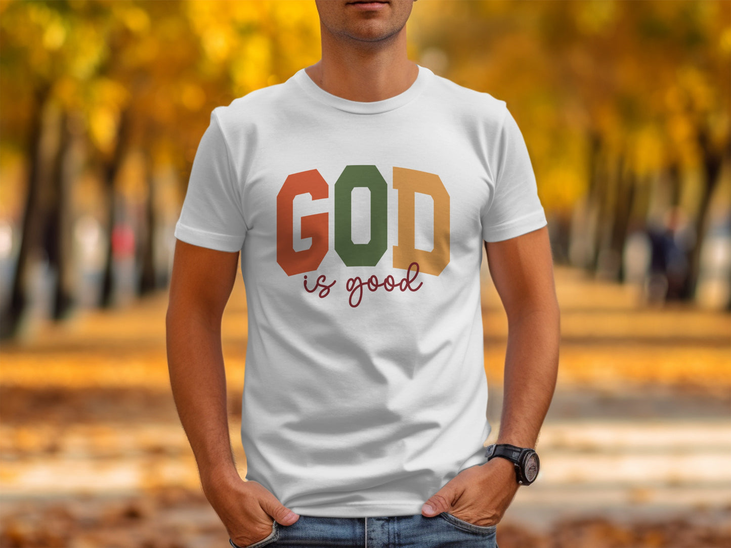 GOD is Good Text Graphic Men's T-Shirt Product