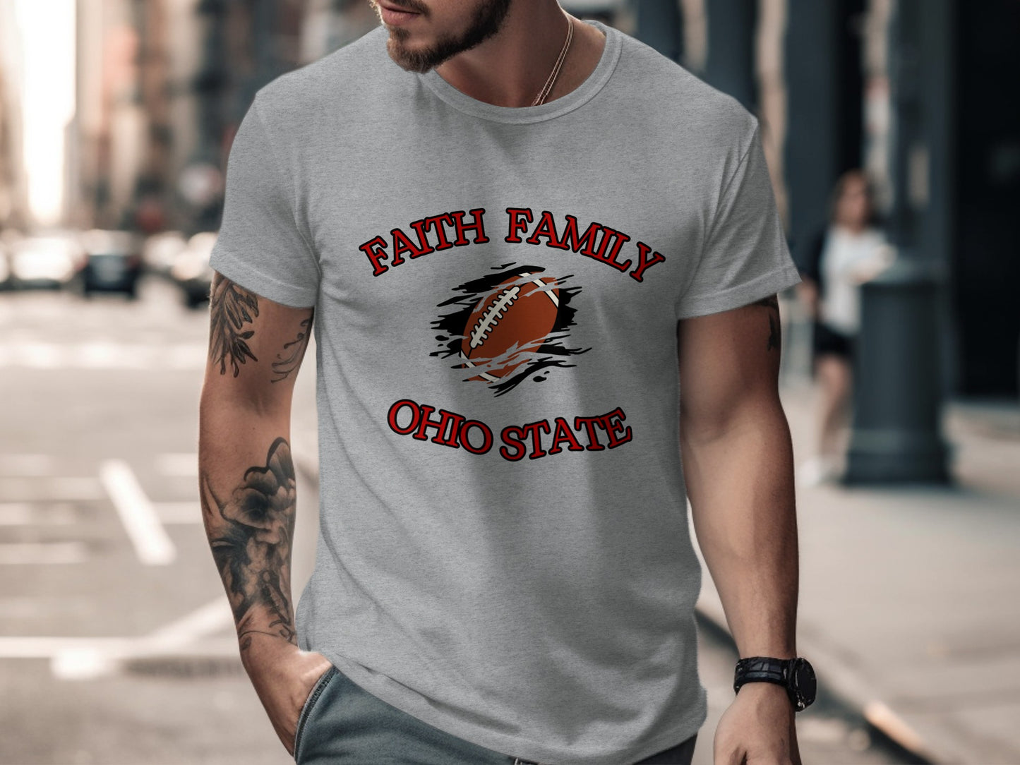 Faith Family Ohio State Football Themed T-Shirt