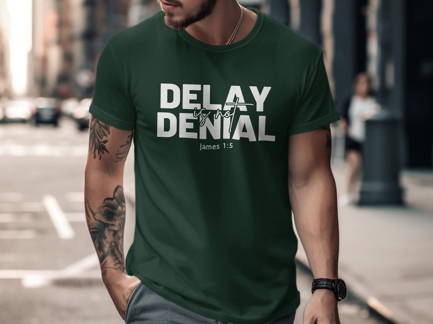Delay is Not Denial James 1:5 Green T-shirt product