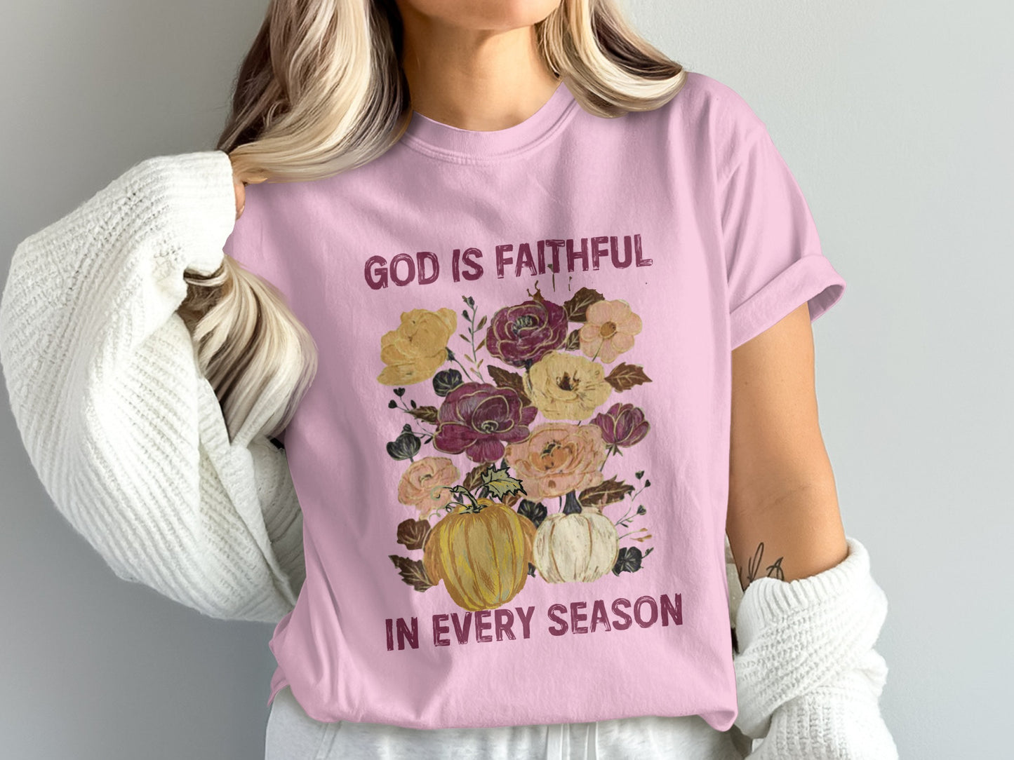 God Is Faithful in Every Season Floral Graphic Tee