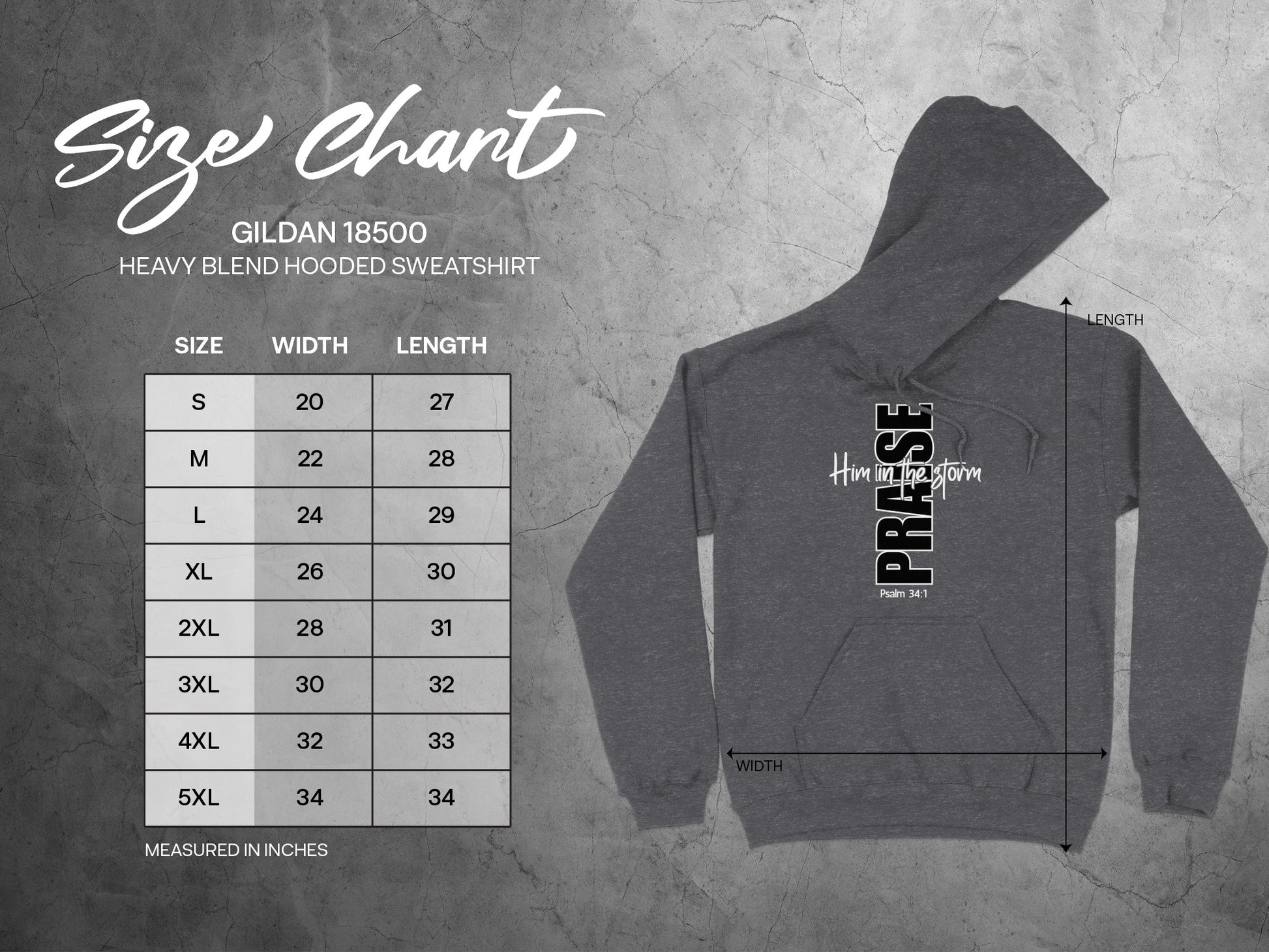 Praise Psalm 34:1 Heavy Blend Hooded Sweatshirt product