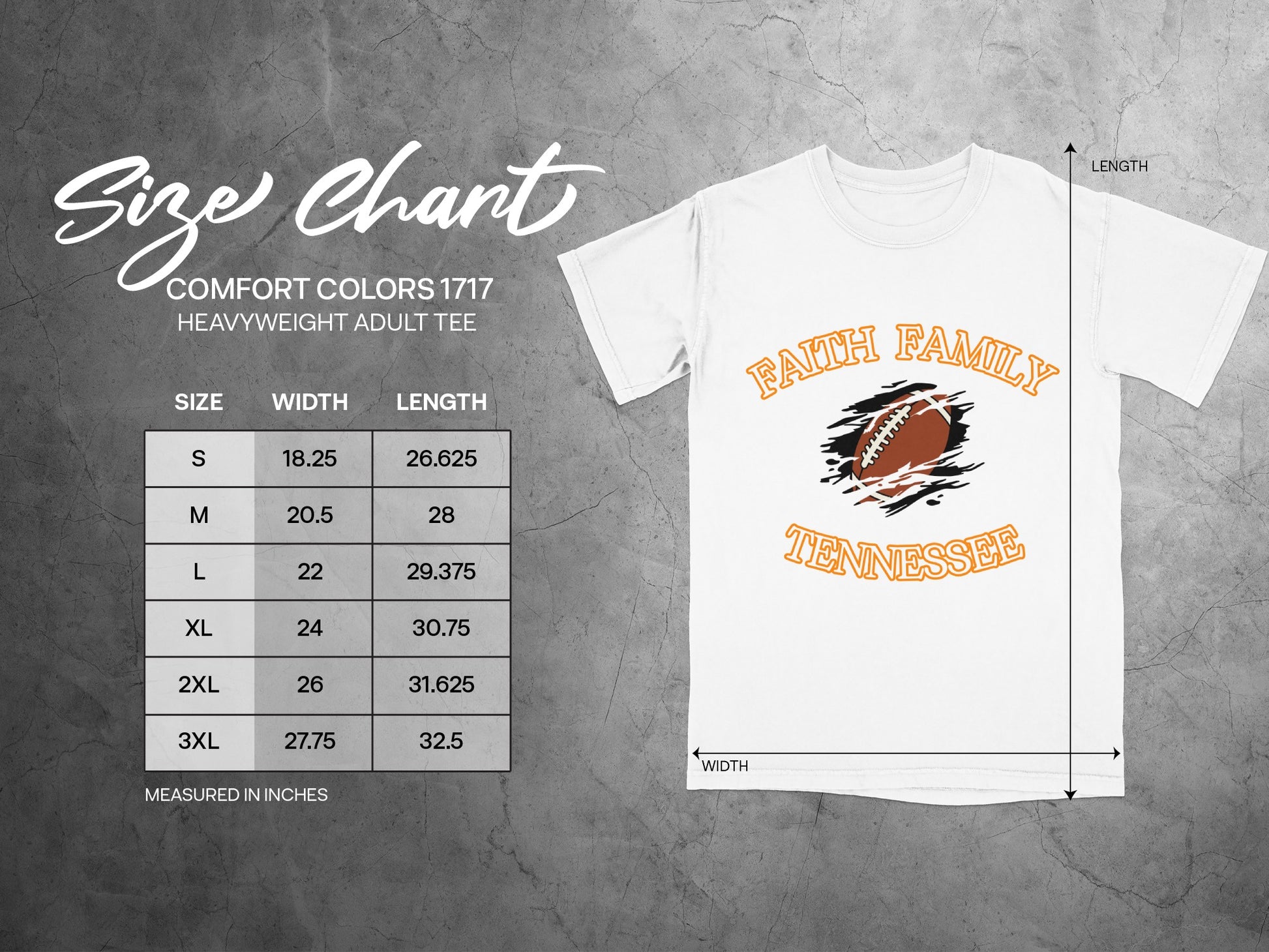 FAITH FAMILY TENNESSEE FOOTBALL TEE SHIRT