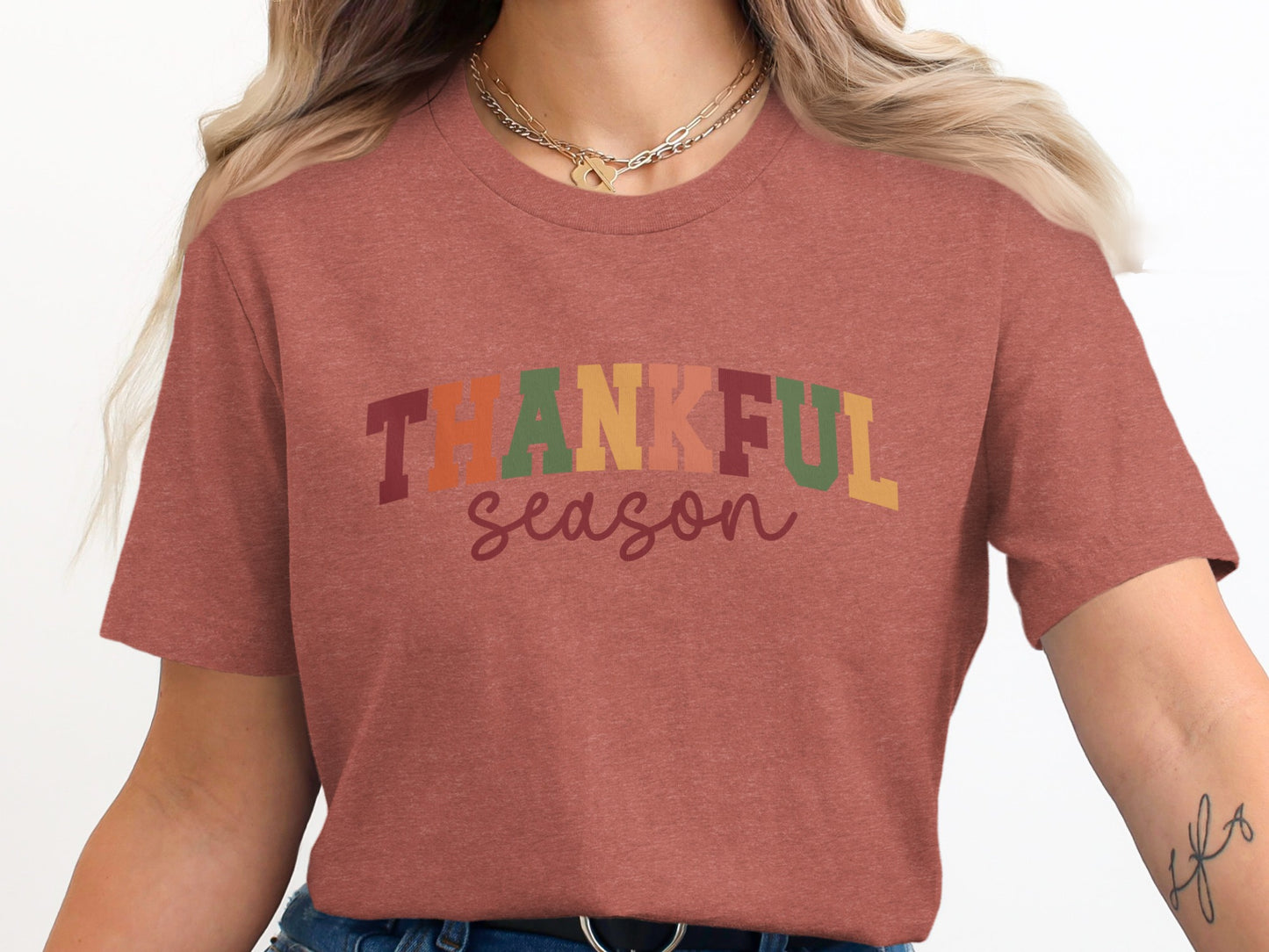 Thankful Season Colorful Autumn Graphic T-Shirt