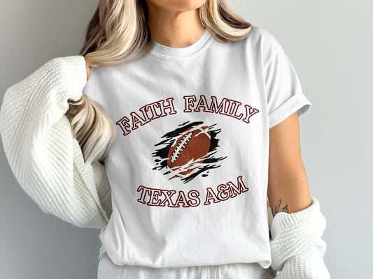 Faith Family Texas A&M Football Graphic T-Shirt
