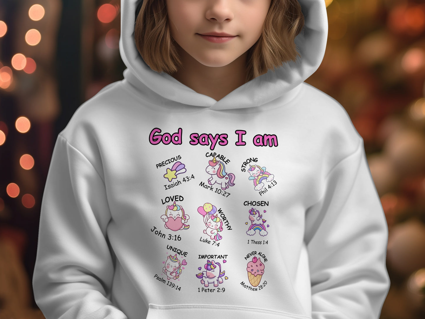 Inspirational Hoodie for Kids God Says I Am Hoodie