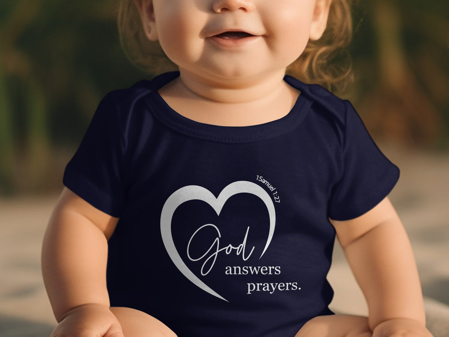 Heart Design God Answers Prayers Baby Onesie