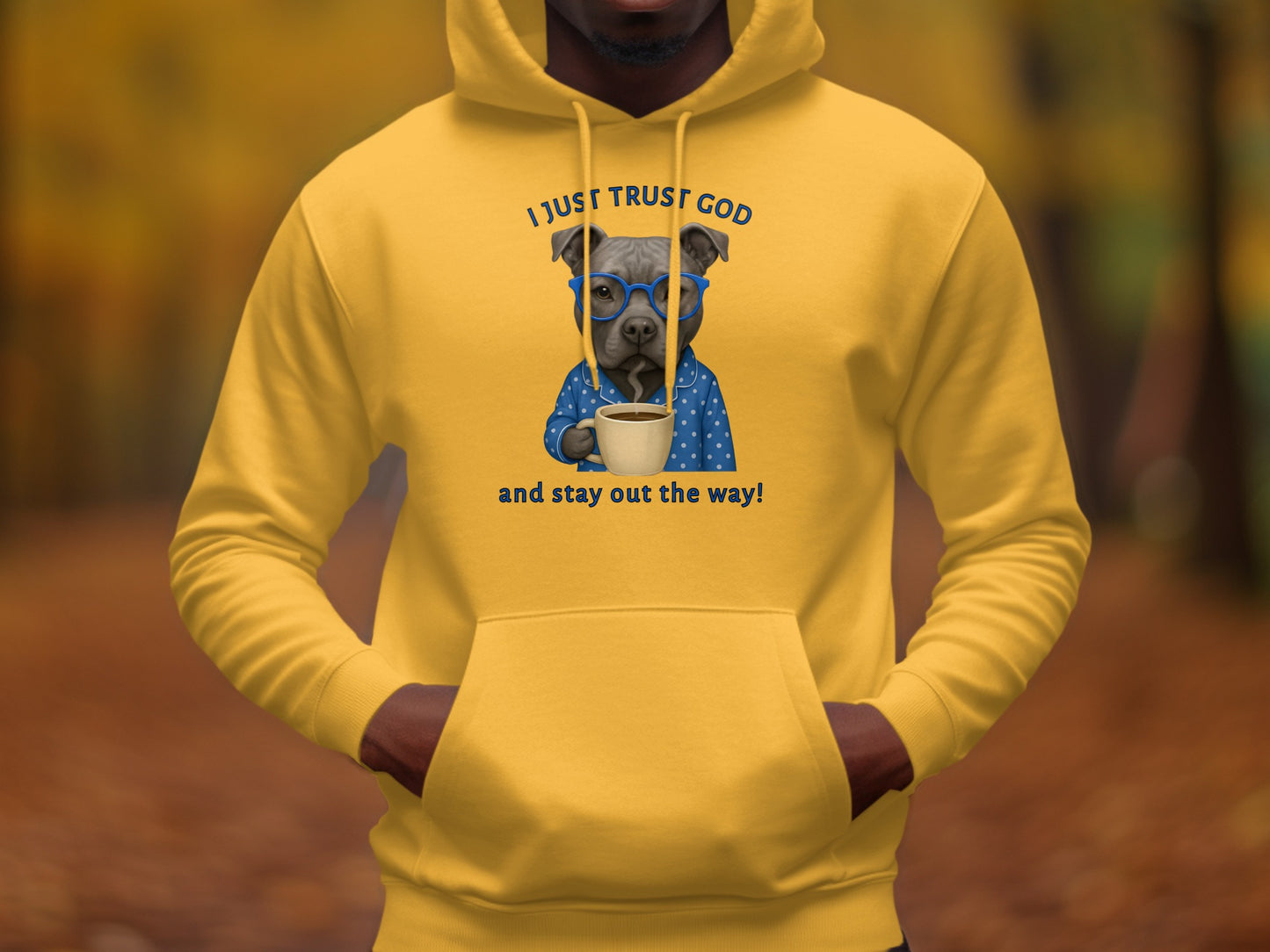 I Just Trust God Dog Drinking Coffee Hoodie Product